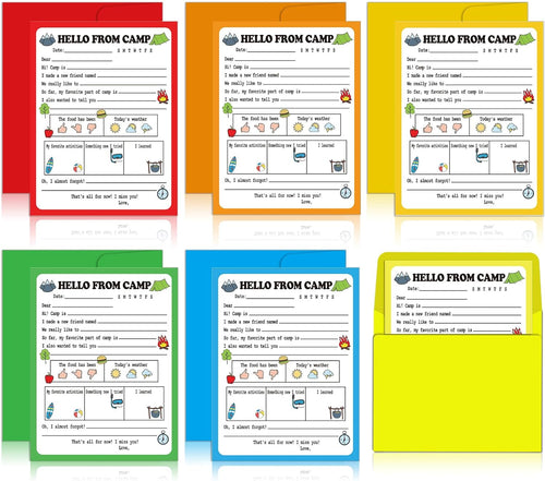 12 Set Funny Camp Greeting Cards with Envelopes Adventure Flat Cards for Travel Camping Trip Outdoor Activities
