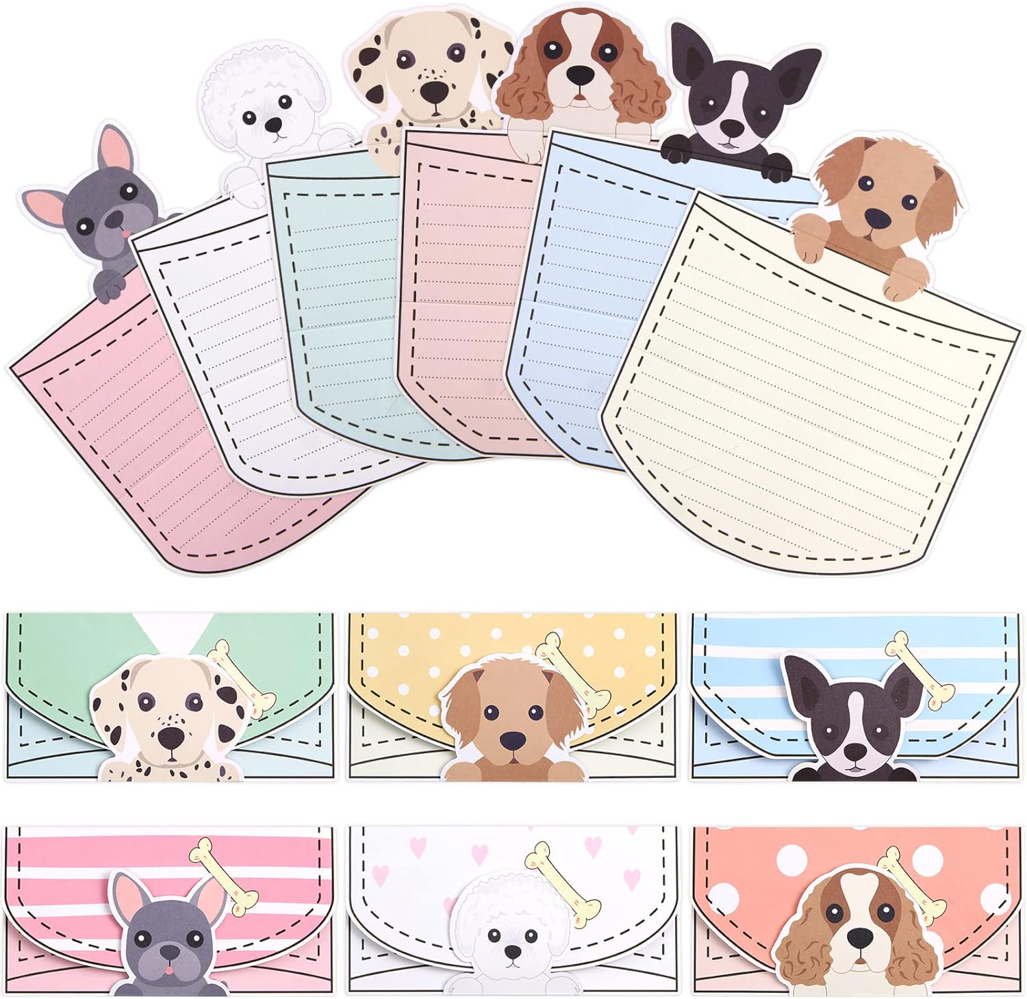 24 Pcs Letter Writing Stationery Paper Set Dog Design Greeting Cards with Envelopes for Kids Classroom Birthday Party