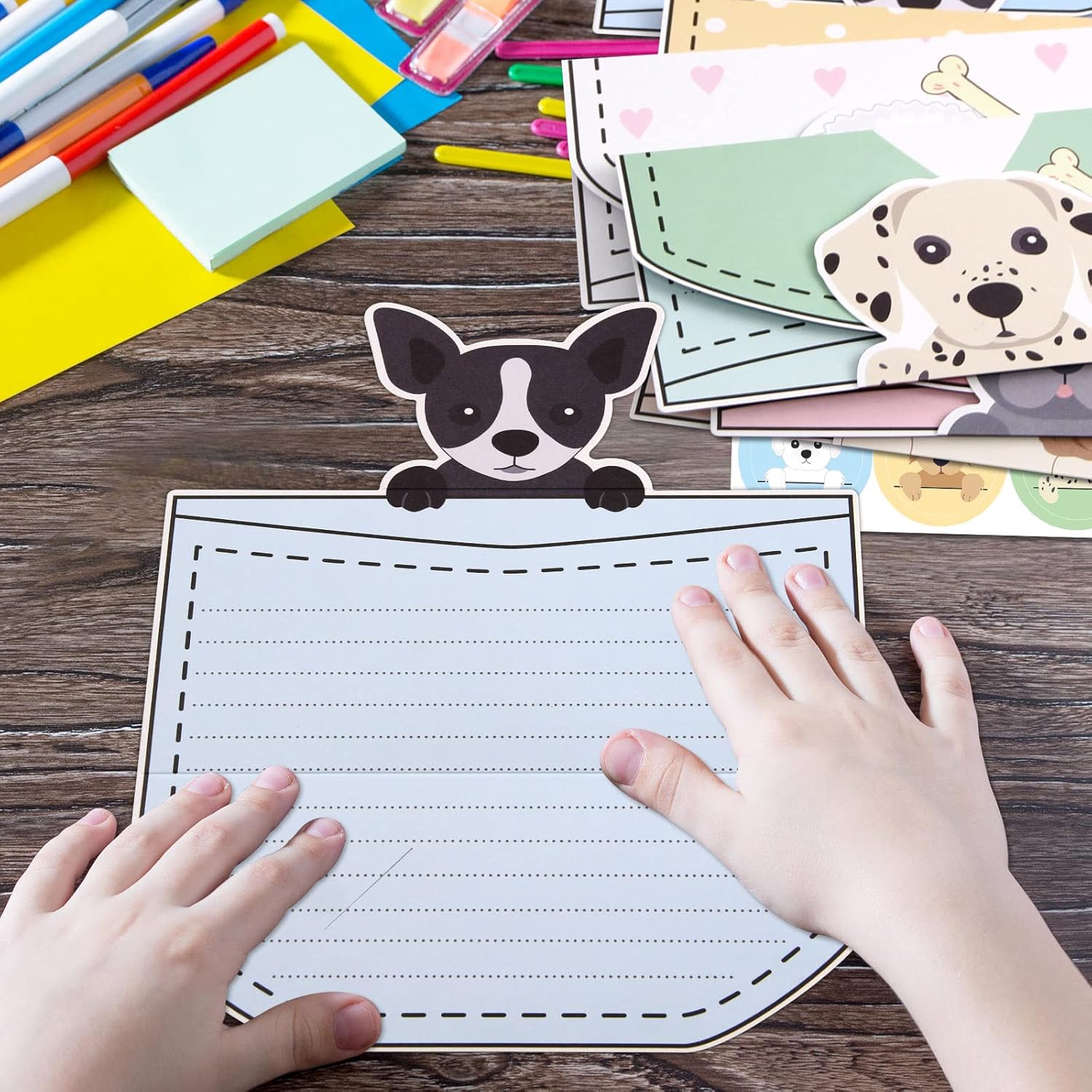 24 Pcs Letter Writing Stationery Paper Set Dog Design Greeting Cards with Envelopes for Kids Classroom Birthday Party